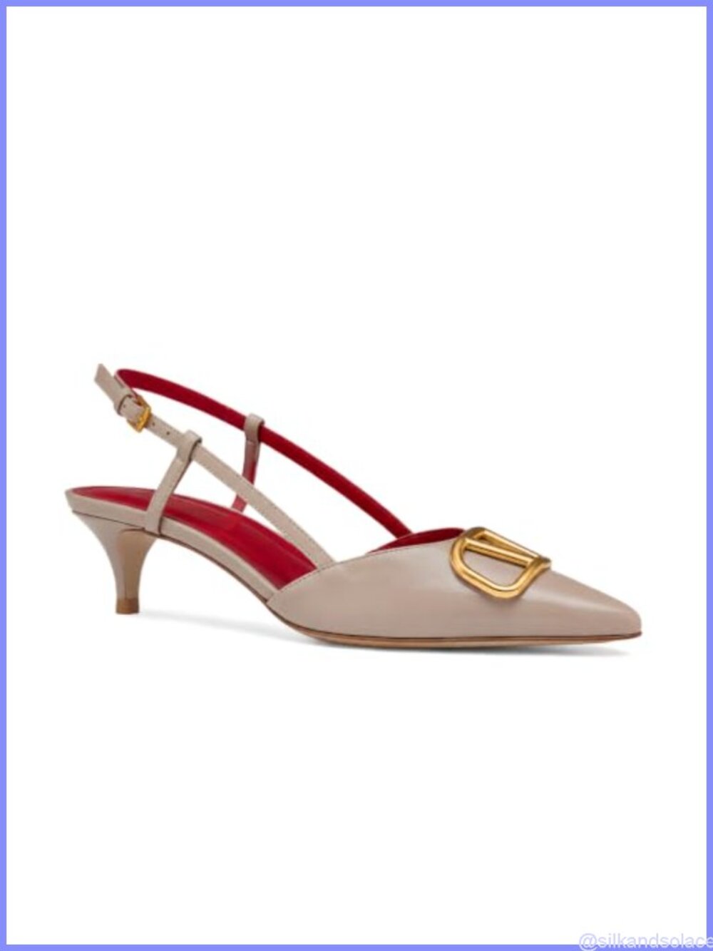 Slingback Kitten Heels Faux Leather Pointed Toe Women's Heeled Sandals